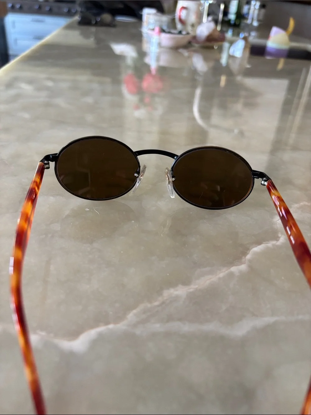 Revo Classic Round Men's Sunglasses in Brown Tortoise